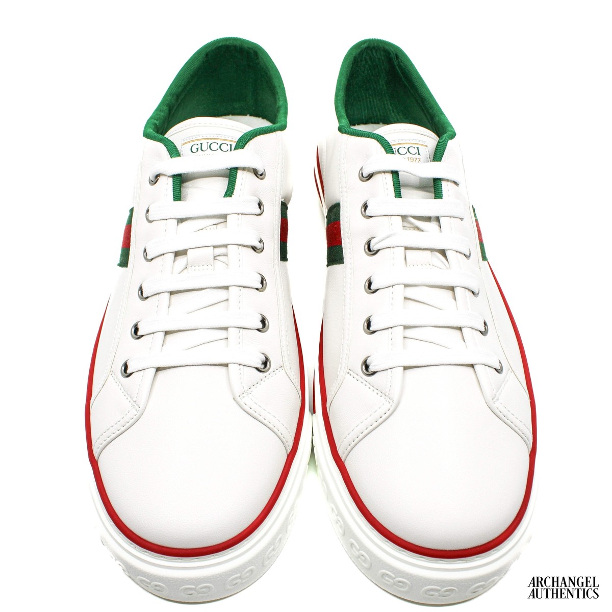 Gucci Tennis 1977 Leather Low White Green Red | eBay
