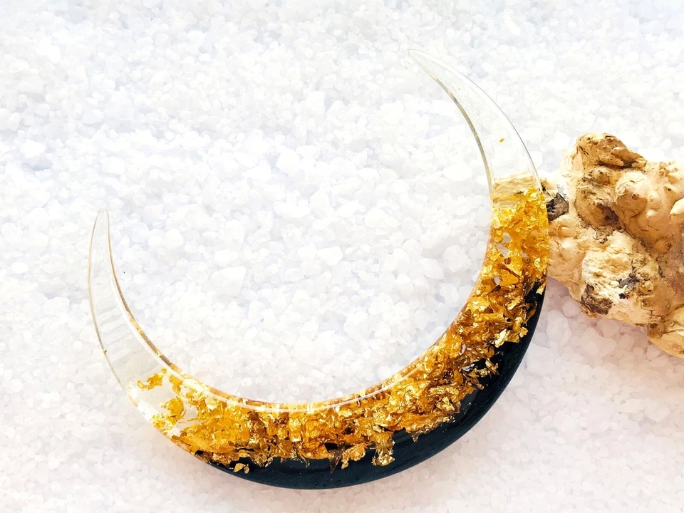 HECHO A MANO Palo de pelo Luna Media Luna Clip de pelo Boda Peine Pinza de pelo Tenedor de pelo Foto 3 de 4