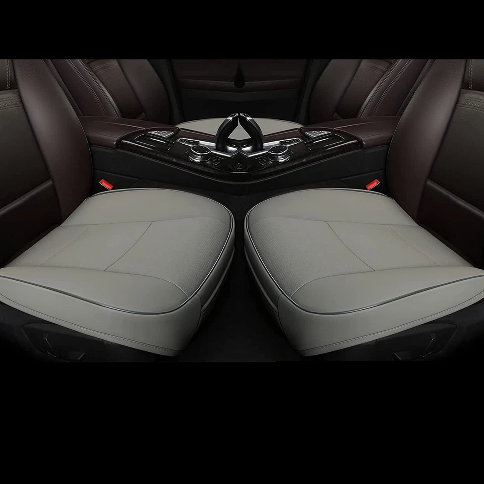 2PCS Car Front Seat Cover PU Leather Pad Breathable Mat Cushion Full Surround - Image 2 of 4