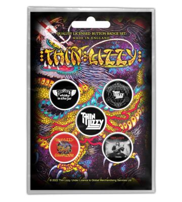 Button-Sets von Rock/Metal Bands 5 Stück je 25mm