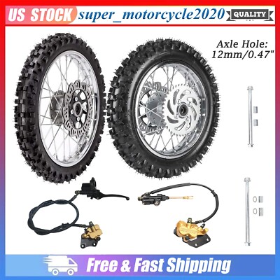 60/100-14 Front 80/100-12 Rear Wheel Axle Kit For Dirt Pit Bike 125cc Apollo SSR