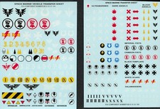Warhammer 40K Space Marine and Space Marine Vehicle Transfers decal sheets