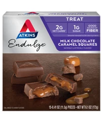 Atkins Endulge Treat, Milk Chocolate Caramel Squares, Keto Friendly, 15 Count