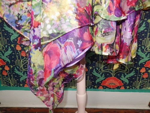 Vintage 90's Y2K Jill Stuart Asymmetrical Hem Empire Waist Fairycore Silk Dress - Picture 5 of 8