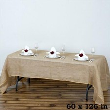60x126-Inch RECTANGULAR Natural Brown Burlap Tablecloths Catering Home Party