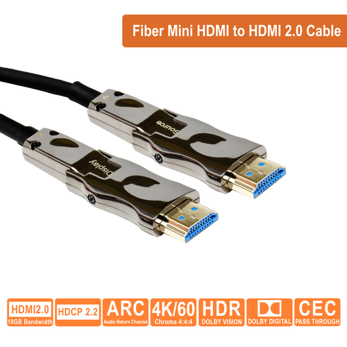 J-Tech Digital Micro HDMI to HDMI 2.0 Fiber Optic Cable 18Gbps 49.2' 4K 60Hz - Picture 2 of 7