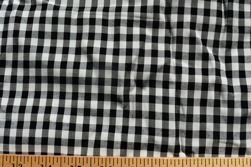 BLACK & WHITE GINGHAM CHECKS 1/4 INCH WIDE COTTON BLEND FABRIC 34X45 INCHES