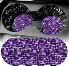 SINGARO Bling Cup Holder Coasters for Car, 4PCS Universal 4PCS, Purple 