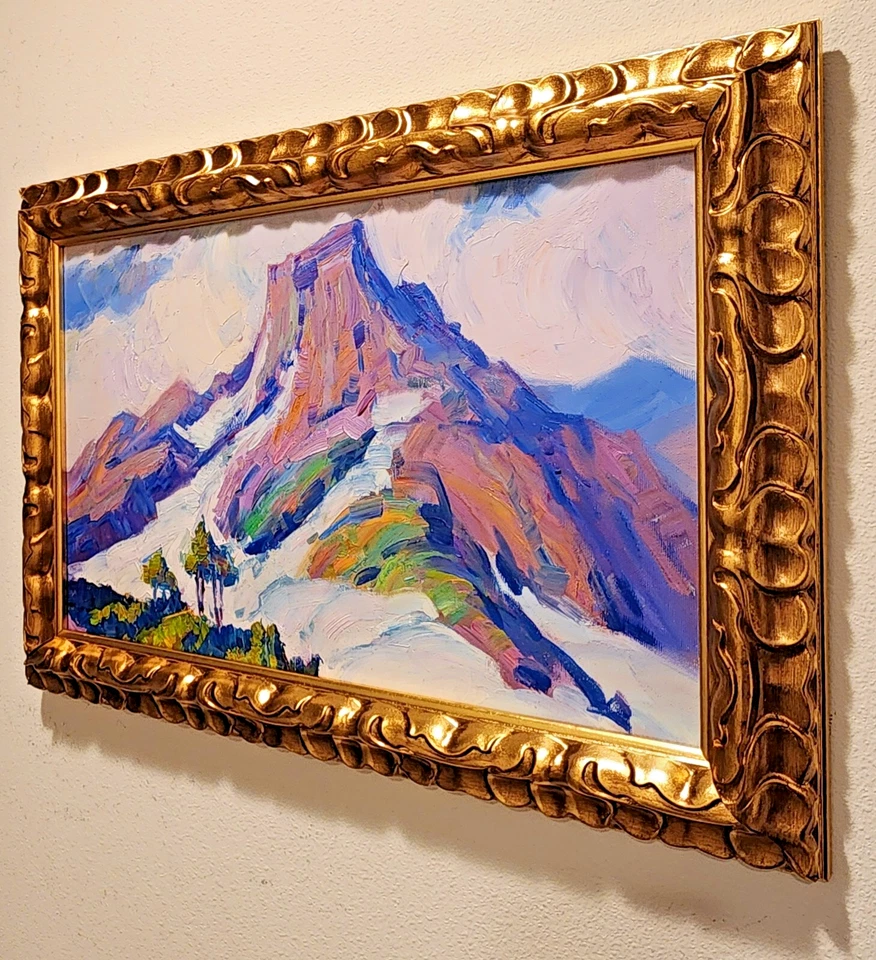 American Southwest Landscape Original Oil Painting Mountain in Ornate Gold Frame - Image 3 of 4