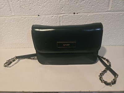Dkny Green Leather Purse Bag Chain Strap Used Good Condition