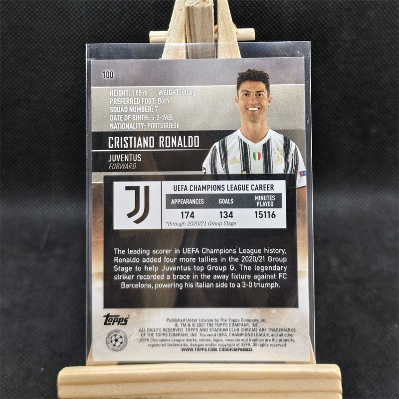 Cristiano Ronaldo CR7 2021 Stadium Club Chrome Juventus UEFA Champions League view 2