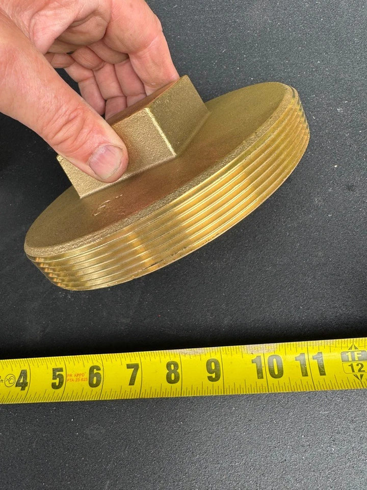 AB&A Brass pipe 6" Cleanout/Plug Threaded Brass Raised LG. Square Head HeavyDuty - Image 2 of 3