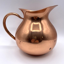 Copper Water Pitcher Tagus Portugal  7" Mid Century Tin Lined VTG 1970s Rustic