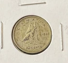 1943 Canada 10 Cents 0.8000 Silver ASW 0.06 Oz Coin Free Shipping