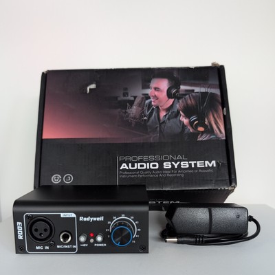 Rodyweil R003 Microphone Preamp Booster 2 Input Max 75db Gain 48V Phantom Power