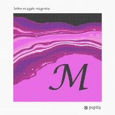 Letter M Agate Magentas Needlepoint Kit or Canvas