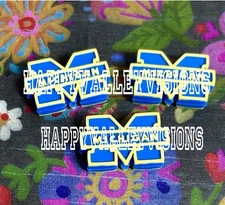 3 Piece College Football Team Focal Beads DIY Jewelry Beadable Pens+ MICHIGAN