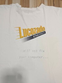 Vintage Tomb Raider 1990s Video Game Promo Lucozade Energy Drink Rare Shirt XL