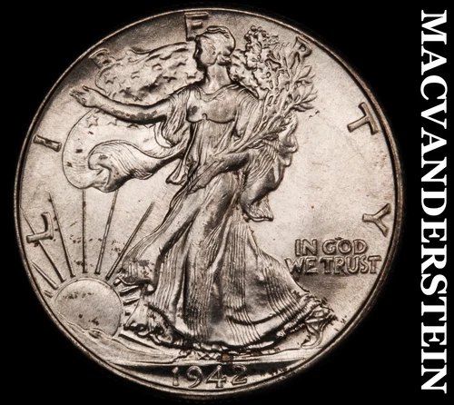 1942 Silver Walking Liberty Half Dollar - Choice Brilliant Unc  Lustrous  #i6860