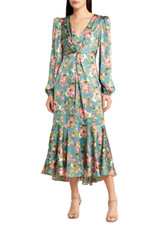 Astr The Label Floral Print Long Sleeve Satin Midi Dress  Sz M   *1763