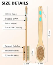 Shower Brush Long Handle Bath Brush Back Scrubber With Natural Soft And Stiff