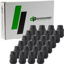 Black M12x1.50 Lug Nuts | Closed End Bulge - 19mm Hex | 1.4" Tall | Set of 24