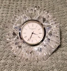 Vtg Waterford Diamond Shaped Lismore Crystal Desk Clock Paperweight Need Battery