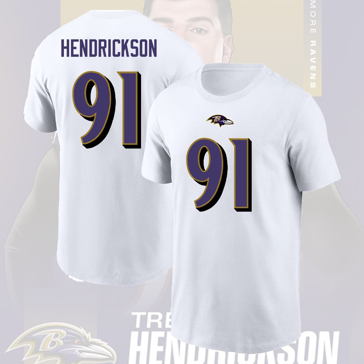 Trey Hendrickson #91 Baltimore Ravens 2026 Player Name & Number S