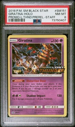 PSA 8 Giratina STAFF Prerelease SM151 Black Star Promo Holo 2018 - Pokémon TCG