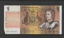 1982 Australian Decimal Paper Johnston Stone $1 Note serial# DPG609280
