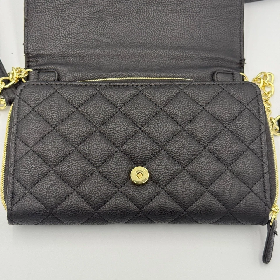 Betsey Johnson Black Quilted Heart Crossbody Handbag with Turn-lock Bow - Image 2 of 4