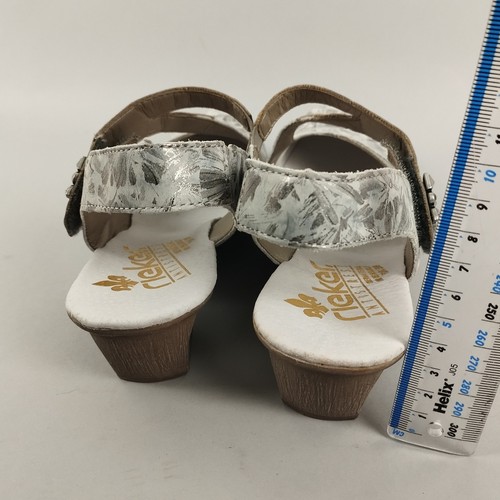 Zapatos Rieker Mary Jane para mujer 5 zapatos de salón de cuero metálico tacón bajo florales cómodos - Imagen 9 de 15