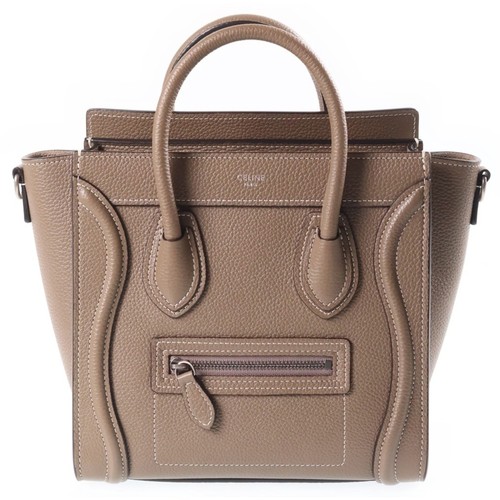 CELINE Luggage Nano Shopper Handbag Shoulder Bag Brown Leather Used fbf45299bfa2