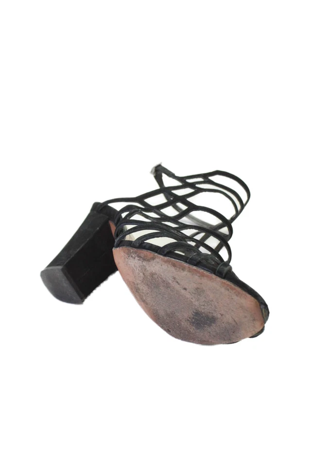 Schutz Mujer Cuero Tirantes Peep Toe Tacones Ultra Altos Negro Talla 9.5 Foto 4 de 4