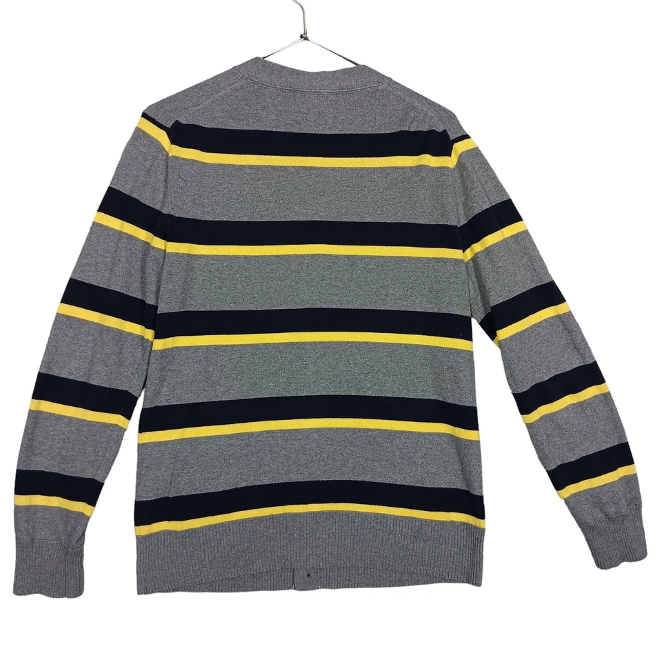 Kenji Cardigan Sweater Size Small Gray Blue and Yellow Stripes Button Down - Image 2 of 4