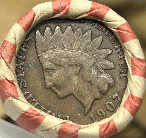 Unsearched Olde Estate Wheat Penny Roll-Vintage Centesimi Misti-1907 Testa di Indiano