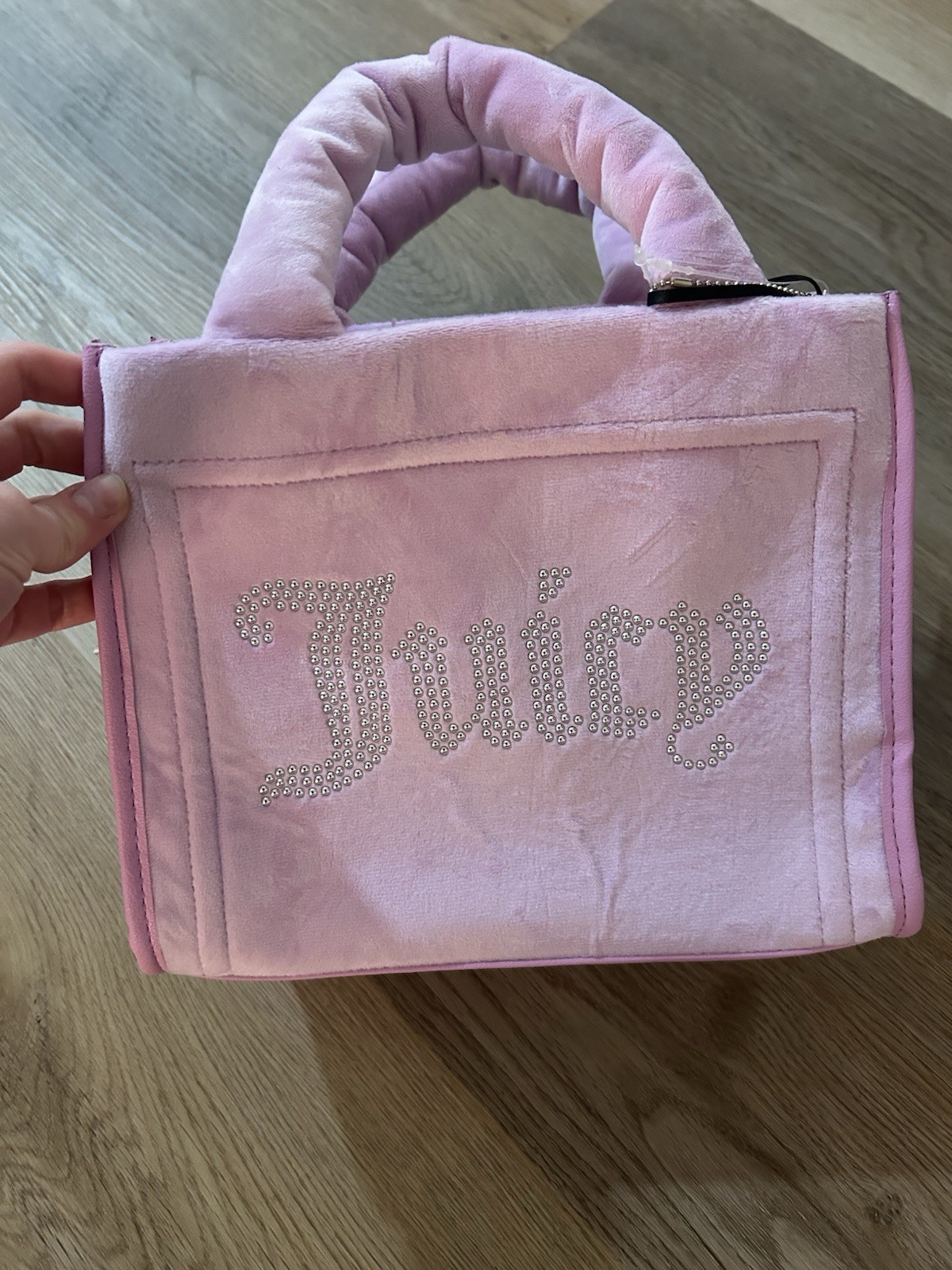 Juicy Couture Pink Rhinestone Logo Purse Top Handle Detachable Strap Small