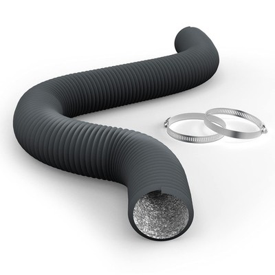 iPower Flexible 3 Inch 8 Feet Aluminum Ducting 4 Layer PVC 3 in 8ft, Gray 