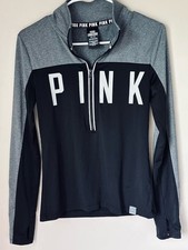 Victoria's Secret PINK XS Gray Black Athletic Reflective Half-Zip Pullover 16