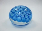 Vintage Murano Glass Millefiori Paperweight Blue