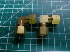 (2) 365-08-08 Brass Compression 90° Elbow 1/2" OD Tube to 1/2" OD Tube