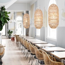 1 Light Natural Rattan Pendant Light, Woven Chandelier Pendant Lamp Shade, Ha...