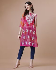 Women Chikankari Embroidered Straight Kurta code 48