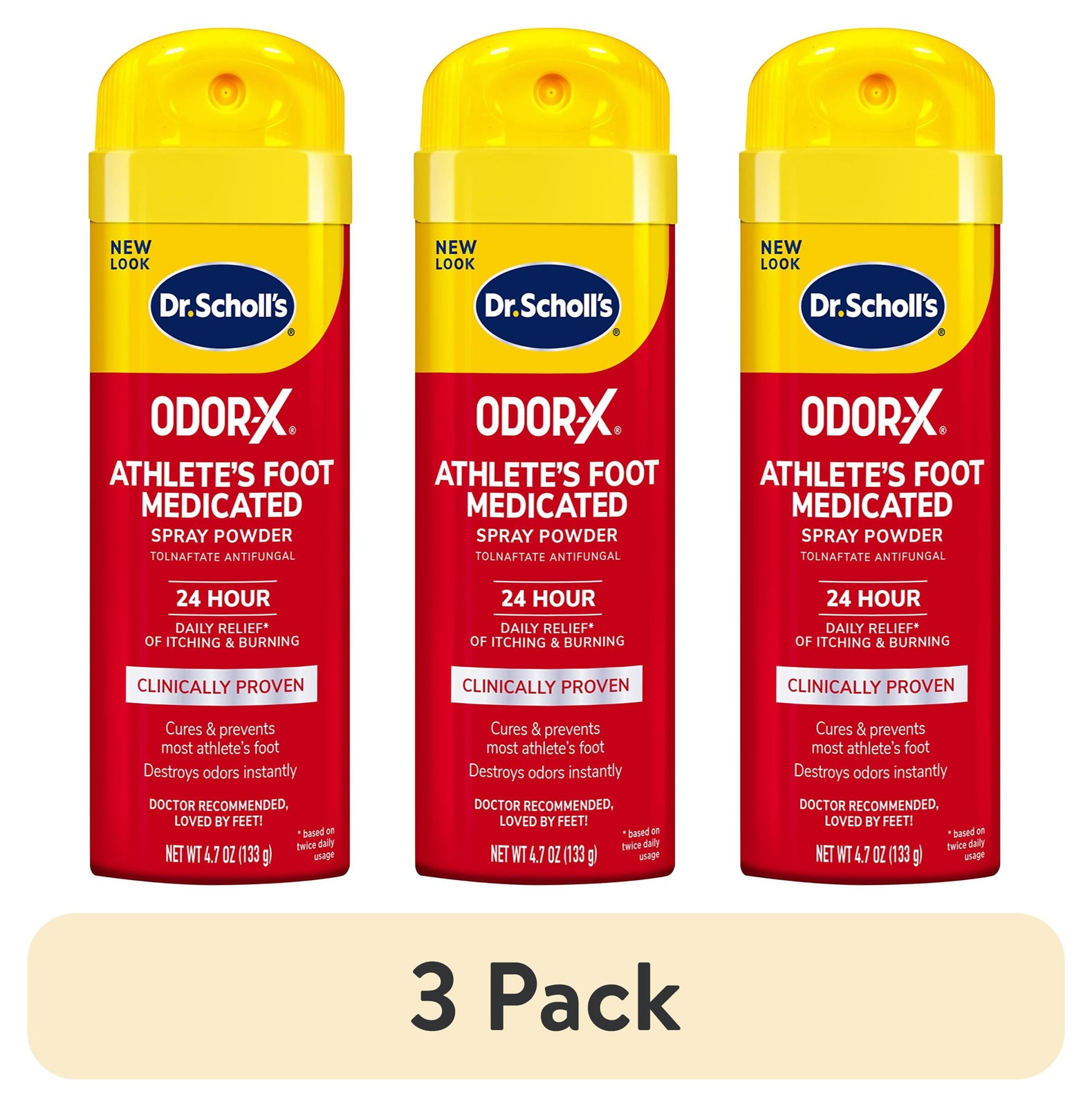 Dr Scholls Athletes Foot Medicated Spray Powder 3 Pack 4.7oz Unscented