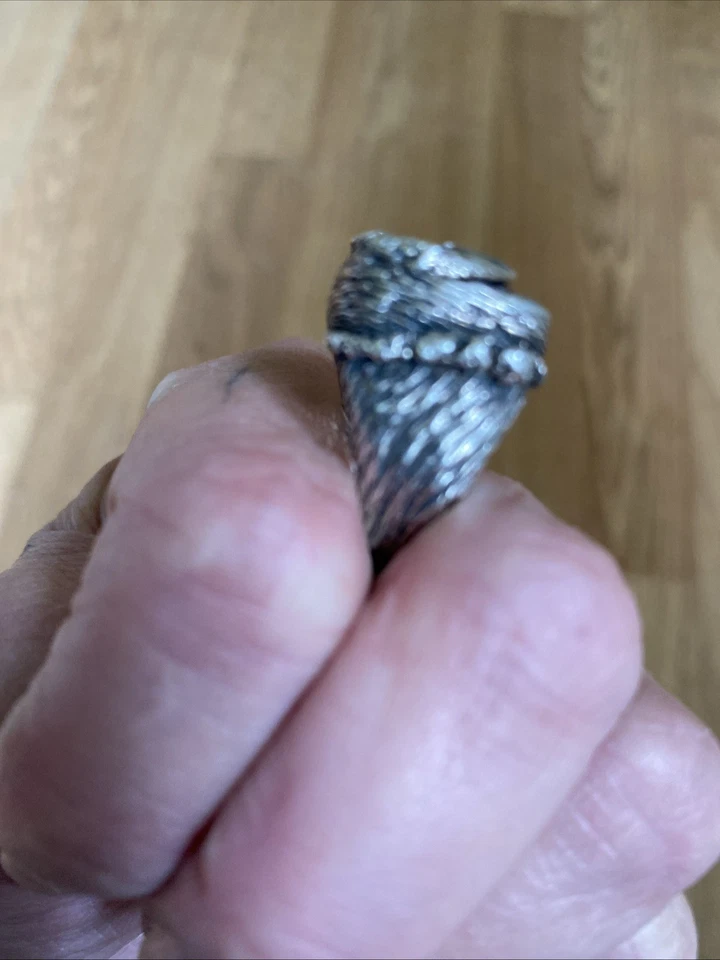 Clocks & Color Make Waves Ring Size 6 Silver/Blue Pietersite Statement Jewelry - Image 2 of 4