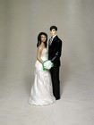 Interracial Caucasian Groom Hispanic Bride 4.5" Wedding cake top topper 1195 NM