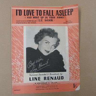 Liederblatt I D LOVE TO FALL SLEEP Linie Renauld 1952