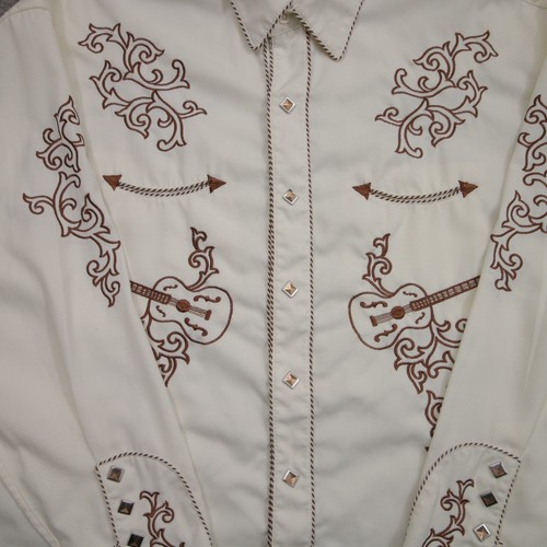 Panhandle Slim Embroidered Country Western Shirt 2XL Pearl Snap Retro Guitar - Picture 3 of 19
