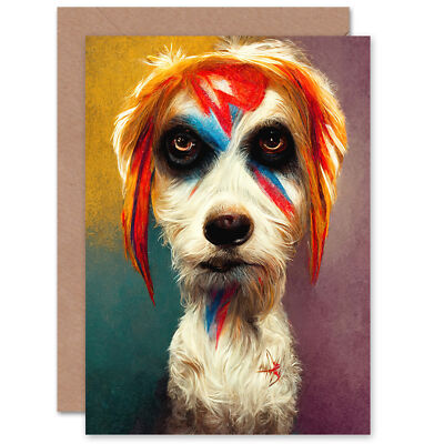 Bow Wow Bowie Aladdin Sane Hundeliebhaber für Sie oder Ihn Blanko Grußkarte