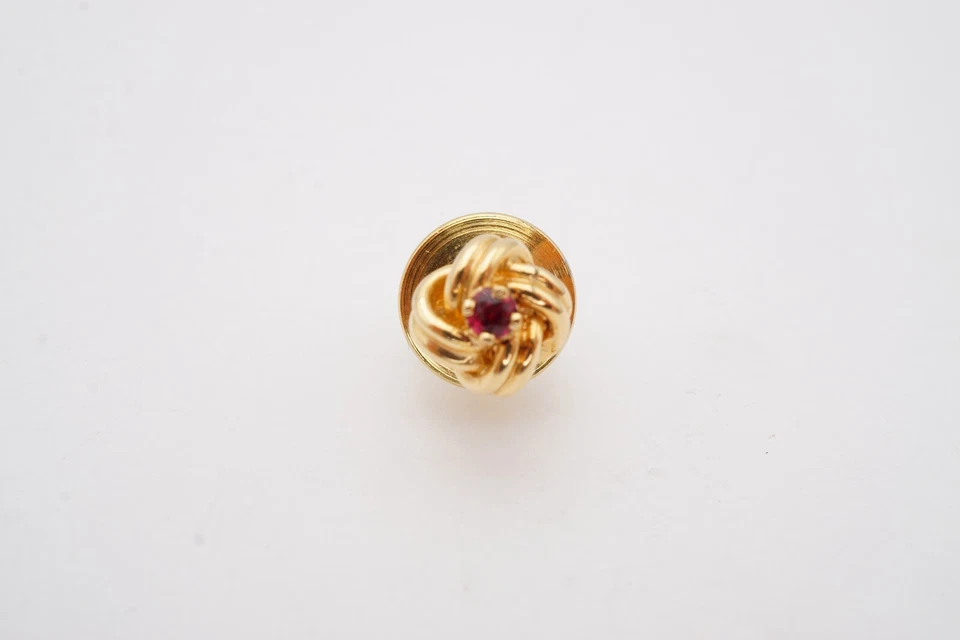 14k Yellow Gold Lab-Created Ruby Tie Tack - Image 2 of 4